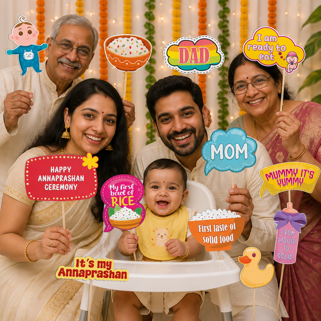 Annaprashan Decoration Items for Baby Rice Ceremony | Annaprasana Photo Booth Props | Rice Ceremony