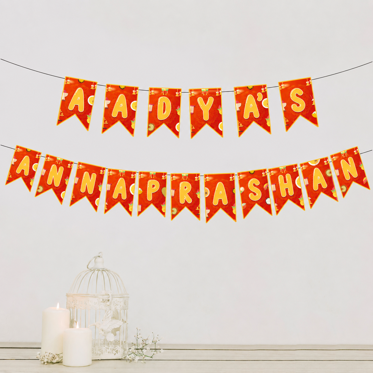 Annaprashan Decoration for Baby Boy & Baby Girl Banner | New Born Celebration | Rice Ceremony Orange Color