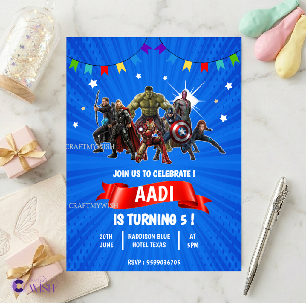 Avenger Theme Birthday invite