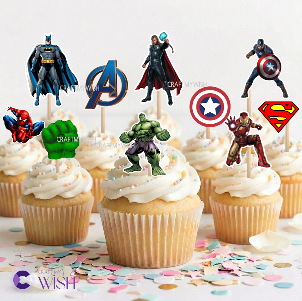 Avenger Theme Cup Cake Topper Design1