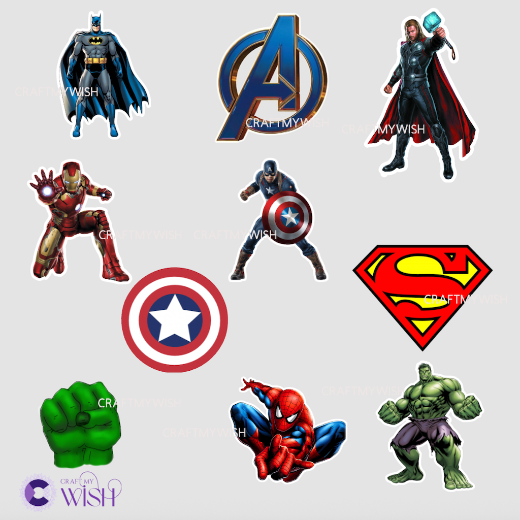 Avenger Theme Cup Cake Topper Design1