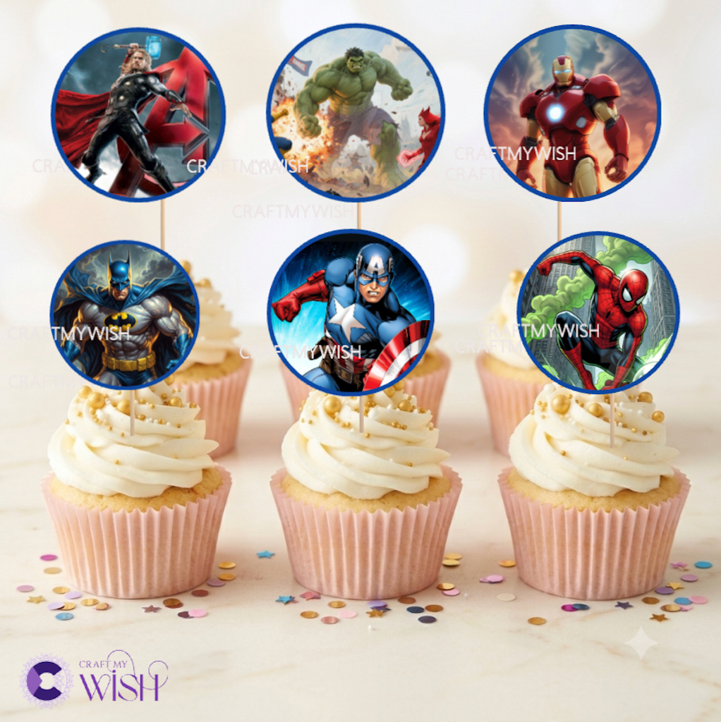 Avenger Theme Cup Cake Topper Design2