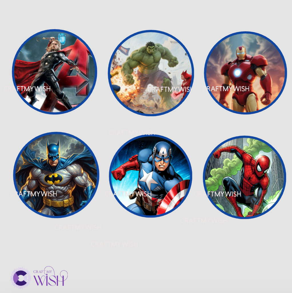 Avenger Theme Cup Cake Topper Design2