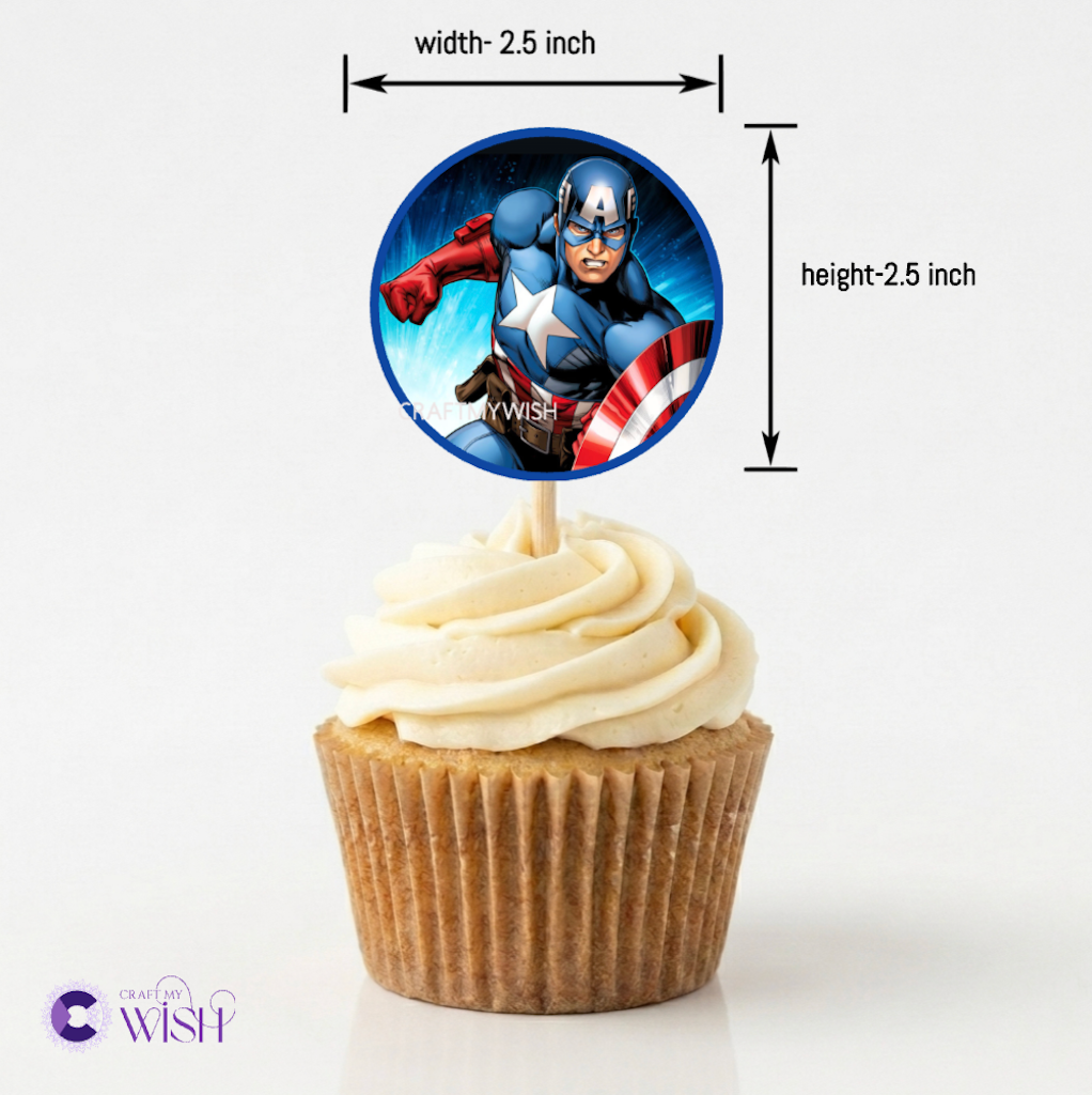 Avenger Theme Cup Cake Topper Design2