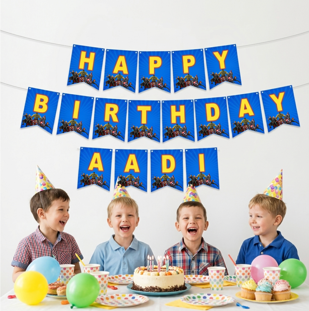 Avenger Theme Personalized Paper Bunting