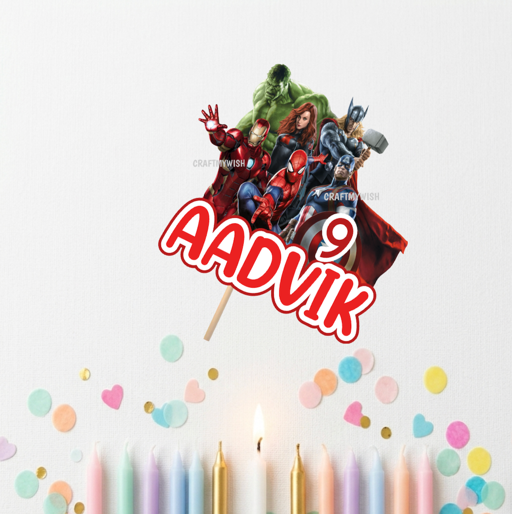 Avenger Theme Cake Topper Printed