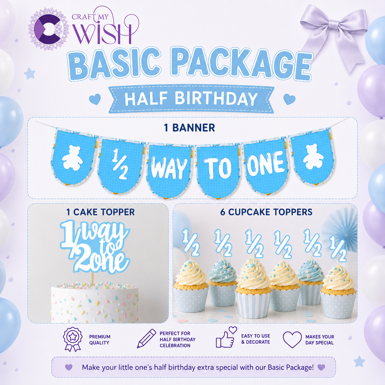 SIX Months/ Half Birthday Basic Package For Baby BOY