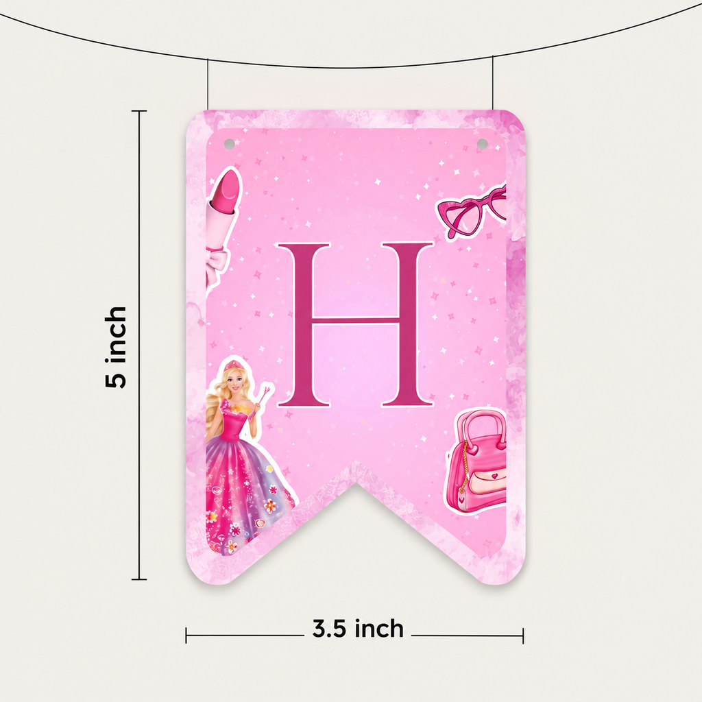 Barbie Theme Personalized Paper Bunting