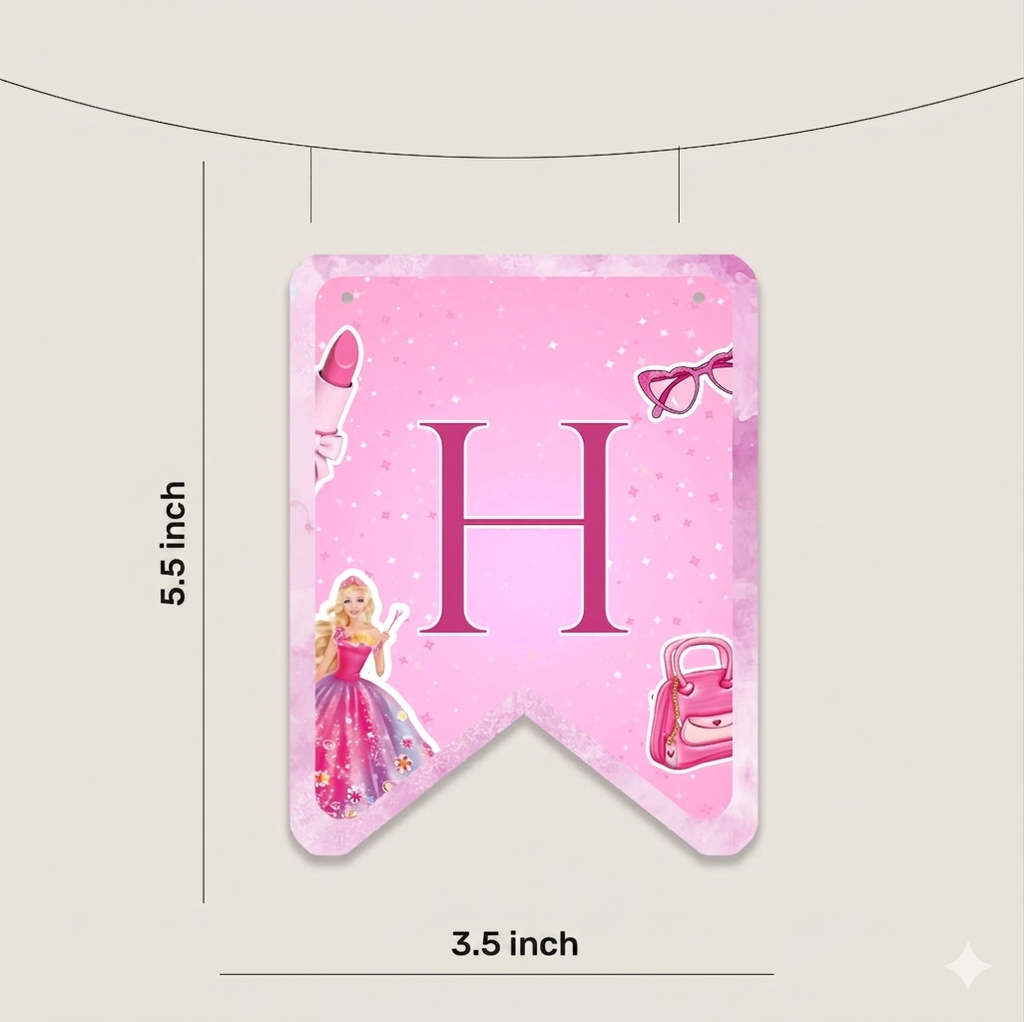 Barbie Theme Personalized Paper Bunting