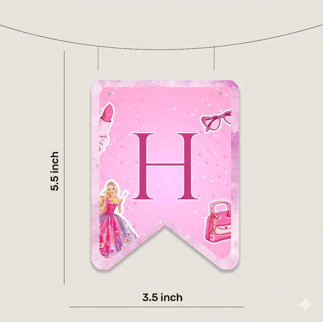 Barbie Theme Personalized Paper Bunting
