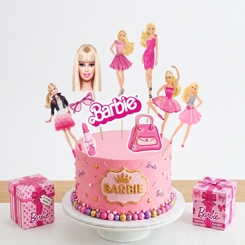 Barbie Theme Cake Topper Printed