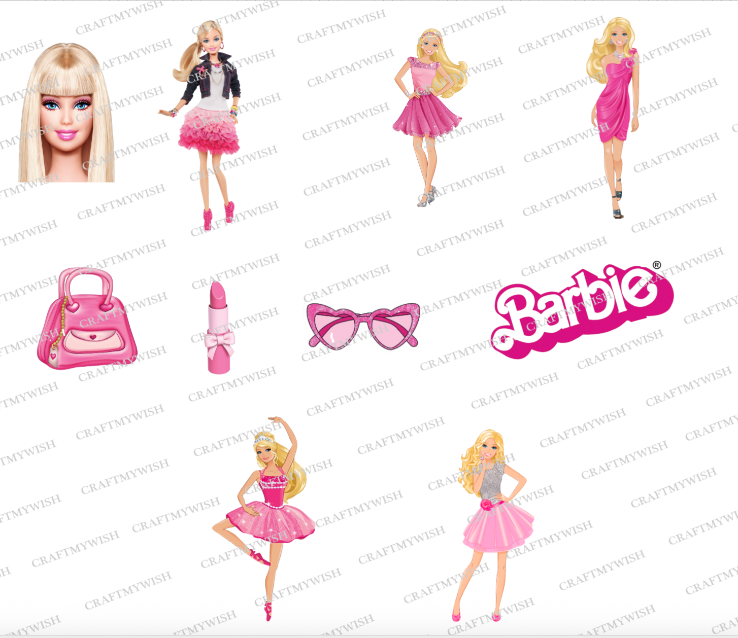 Barbie Theme Cake Topper Printed
