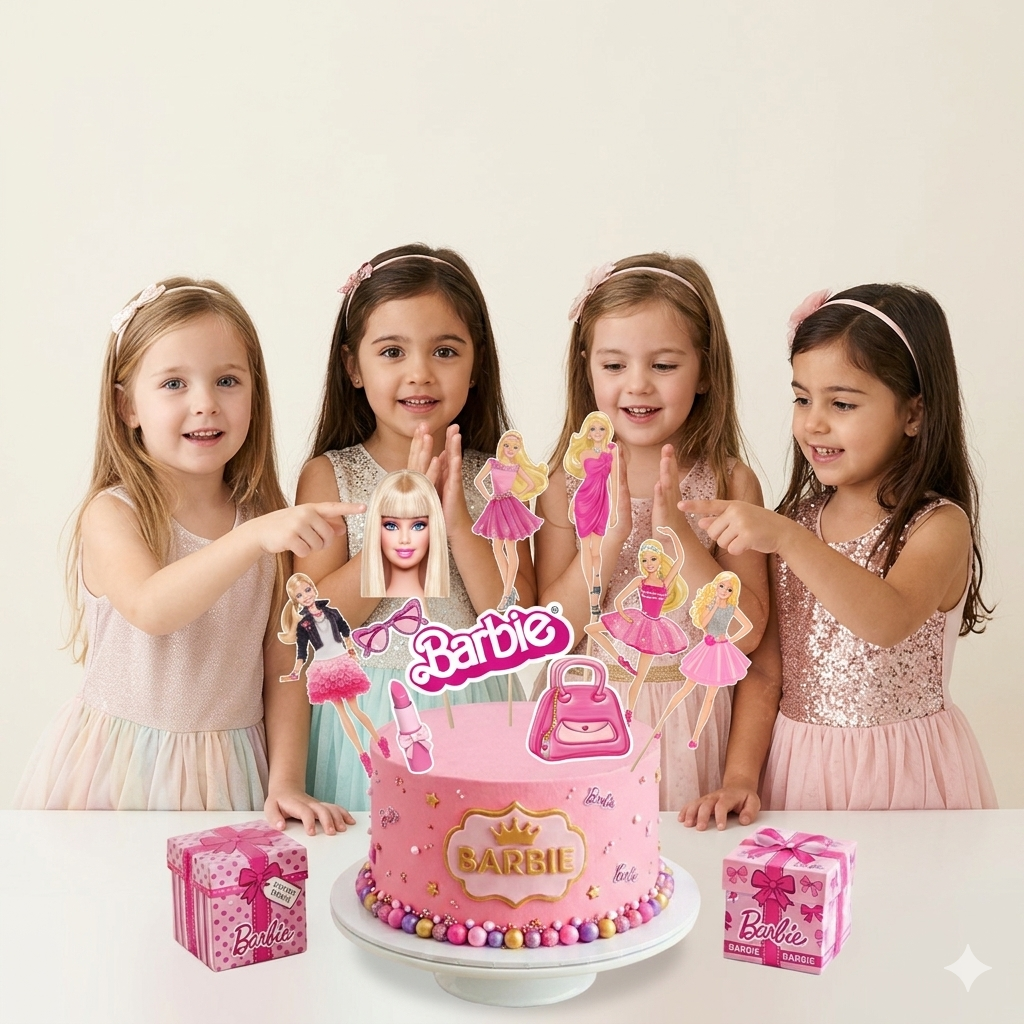 Barbie Theme Cake Topper Printed