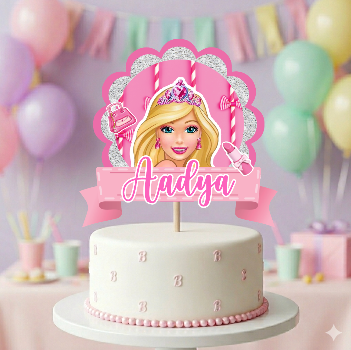 Barbie Theme Hand Crafted Cake Topper