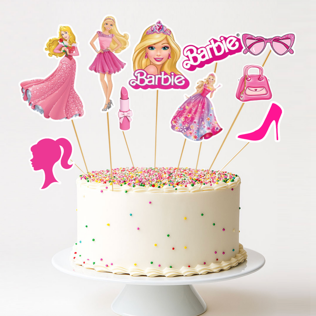 Barbie Theme Cake Topper Printed