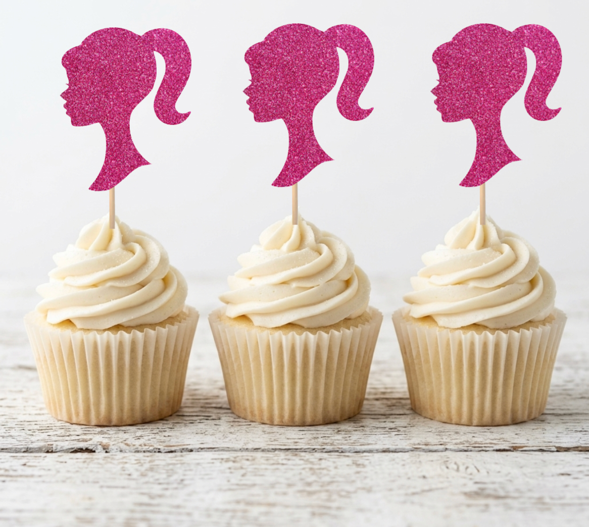Barbie Theme Cup Cake Topper D2