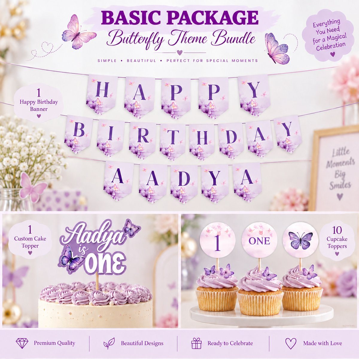 Butterfly Theme Birthday Decoration Basic Package