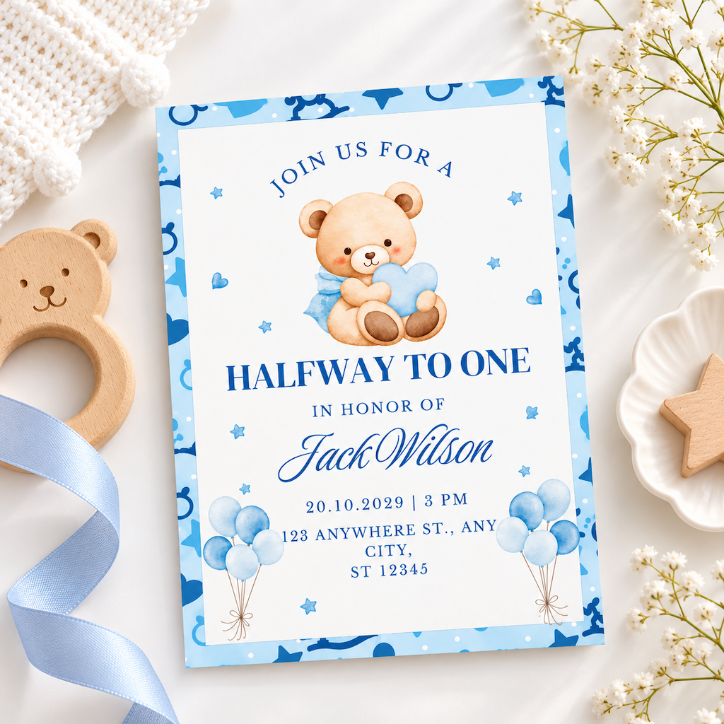 HALFWAYTOONE Birthday Invite
