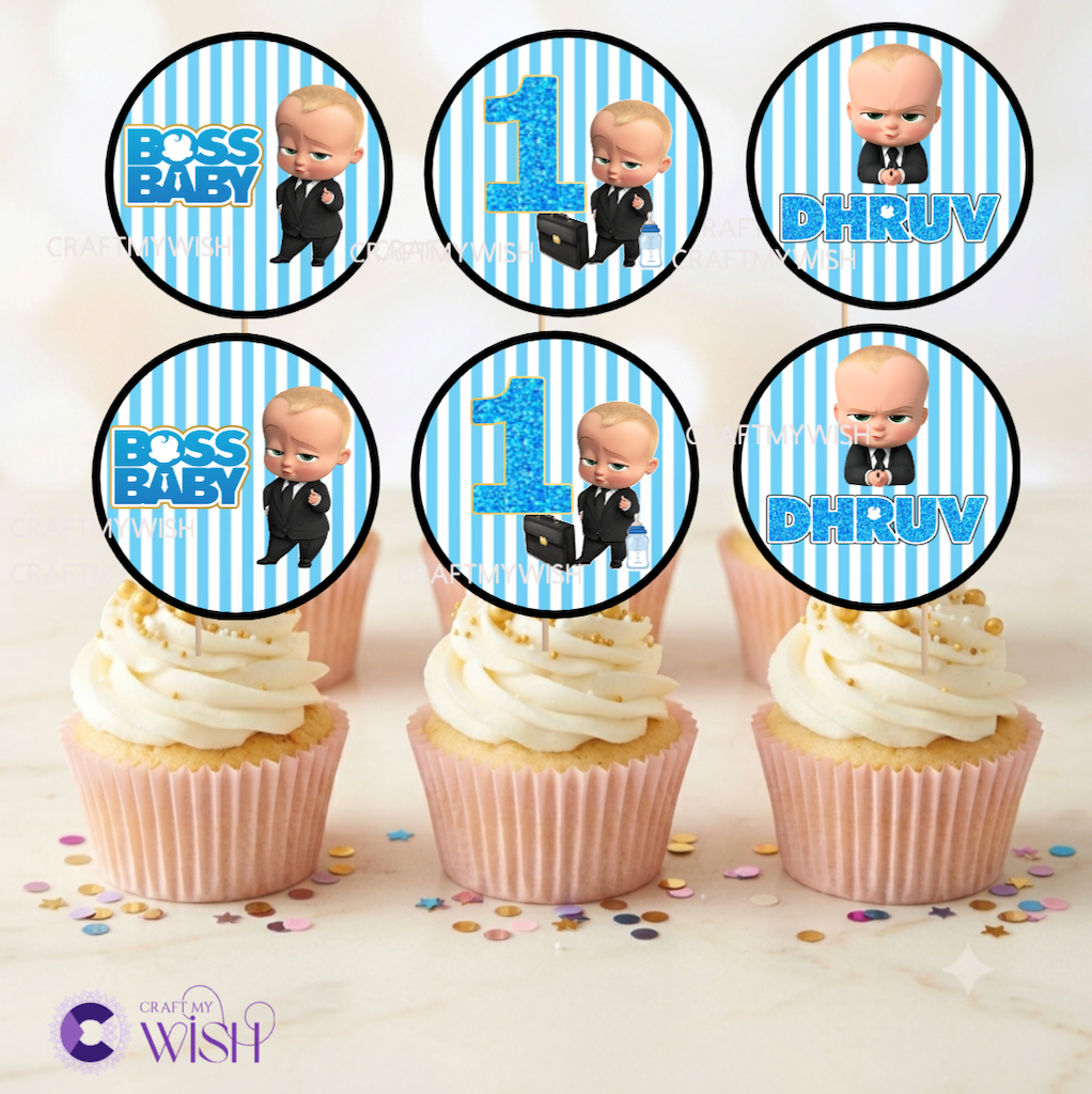 Boss Baby Cupcake Topper – Printed Birthday Party Decoration Design1