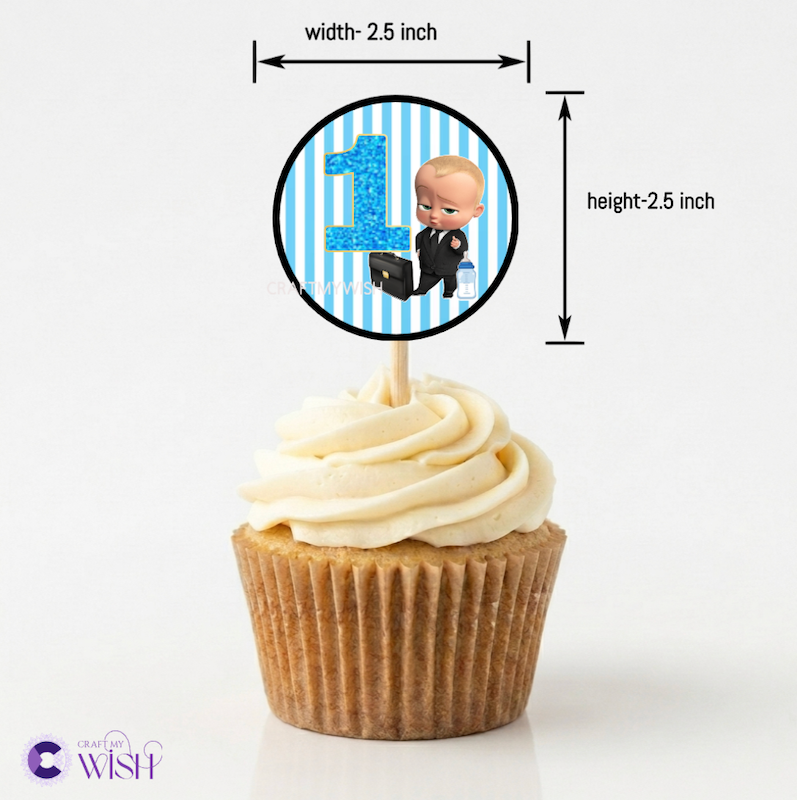 Boss Baby Cupcake Topper – Printed Birthday Party Decoration Design1