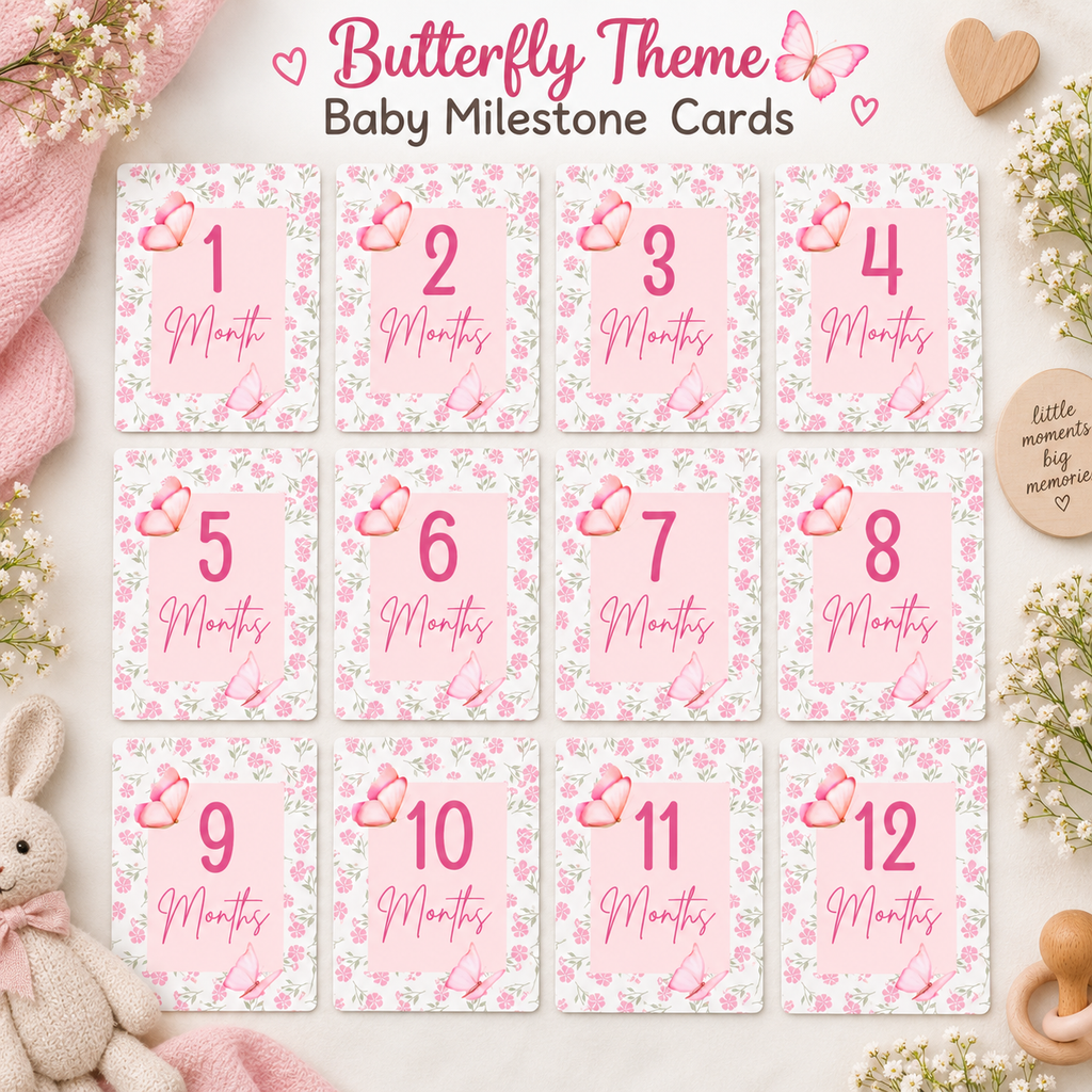 Butterfly Theme Milestone Cards  |  Baby Monthly Cards