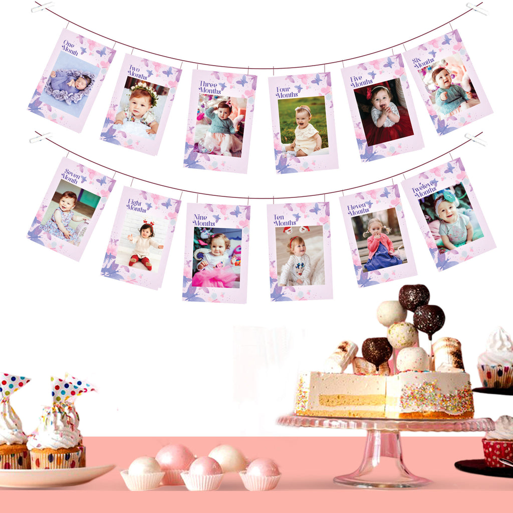 Butterfly Theme 12 Months Photo Banner