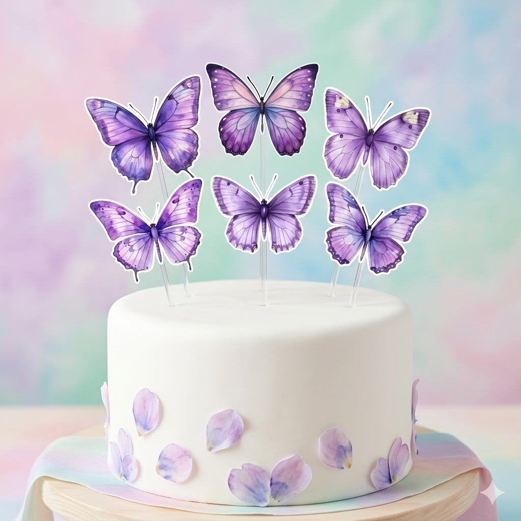 Butterfly Cake Toppers Printed Purple Shade