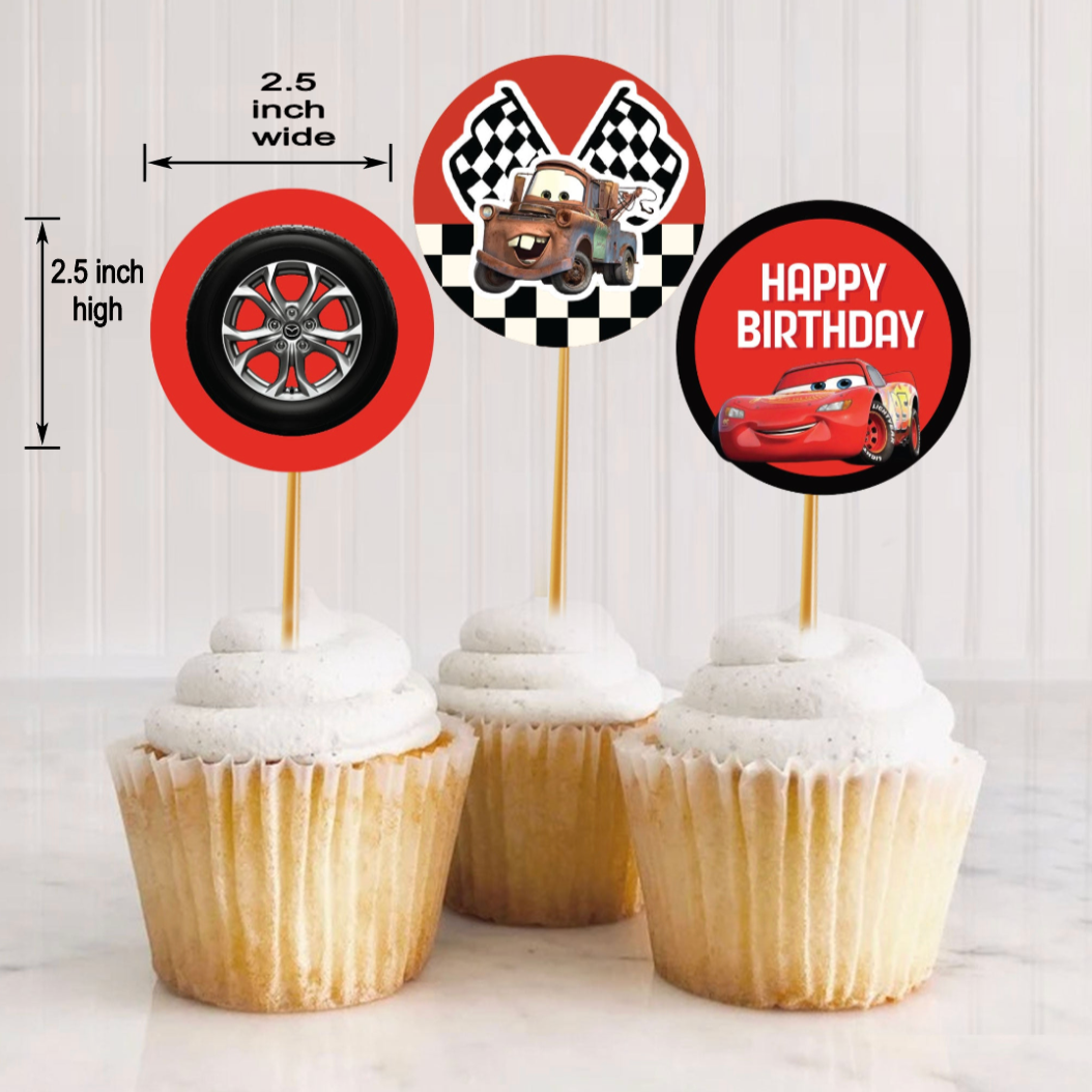 Car Theme Cup Cake Topper D1