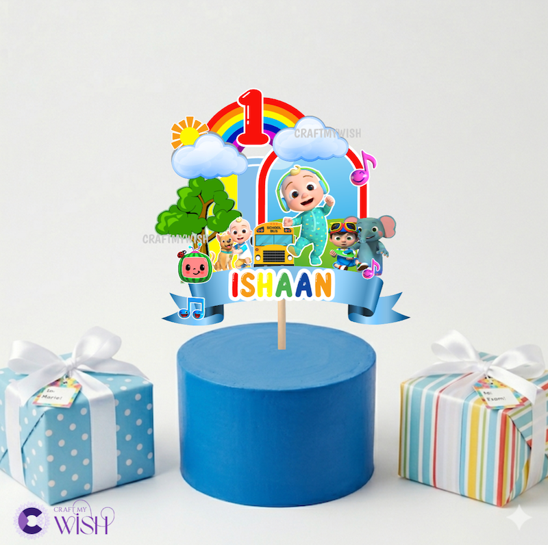 Cocomelon Birthday Handcrafted Cake Topper – Personalized Party Decor