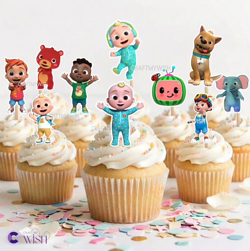 Cocomelon Cupcake Topper – Printed Birthday Party Decoration for Kids Design1