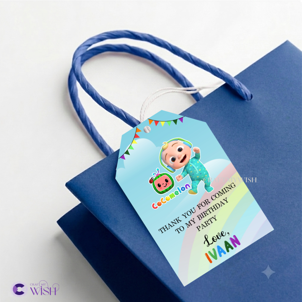 Cocomelon Gift Tag – Printed Birthday Party Favour Tag for Kids Design2
