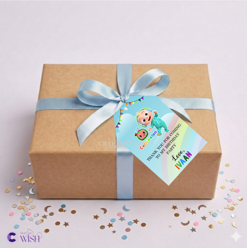 Cocomelon Gift Tag – Printed Birthday Party Favour Tag for Kids Design2