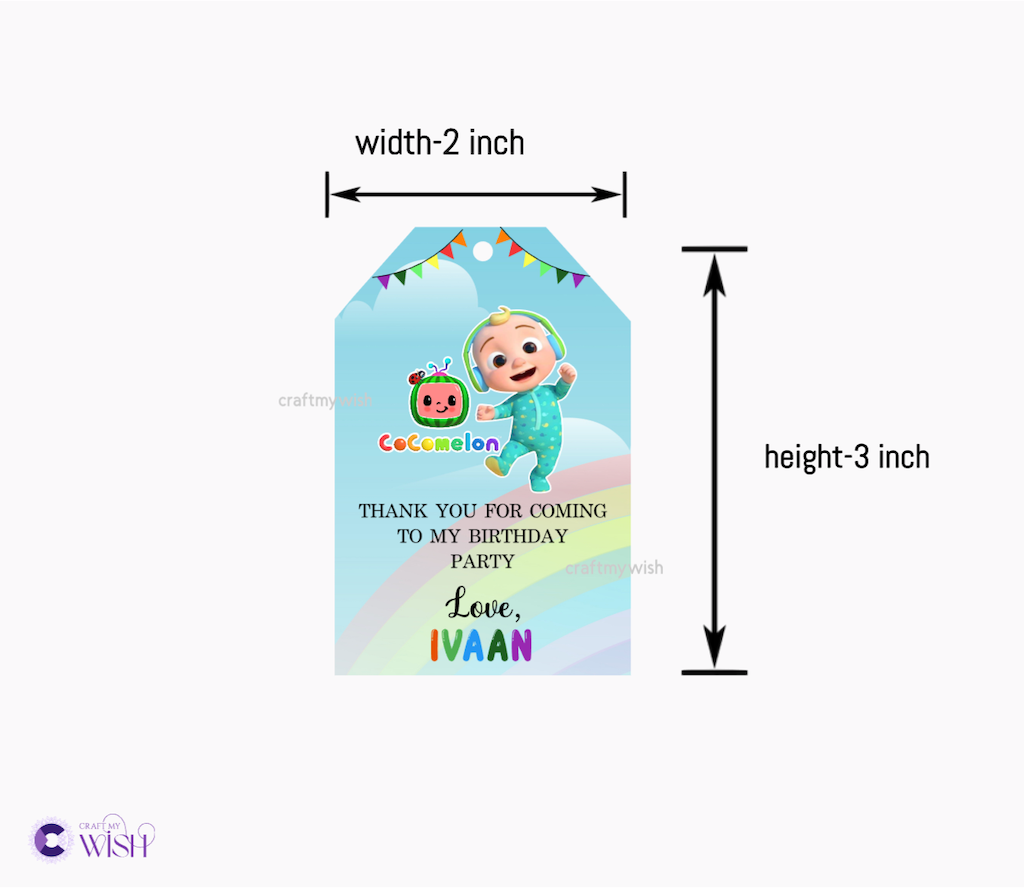 Cocomelon Gift Tag – Printed Birthday Party Favour Tag for Kids Design2