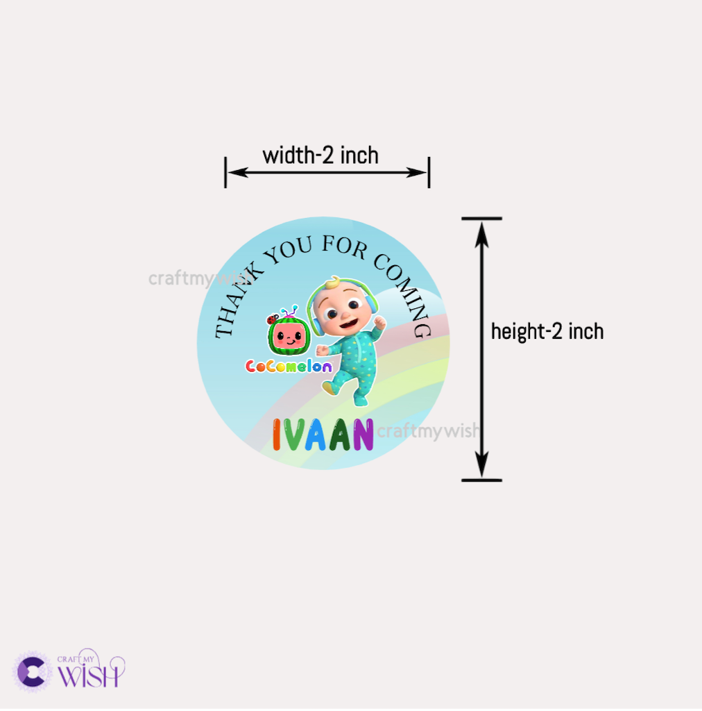 Cocomelon Theme Sticker – Kids Birthday Party Return Gift Sticker Design2