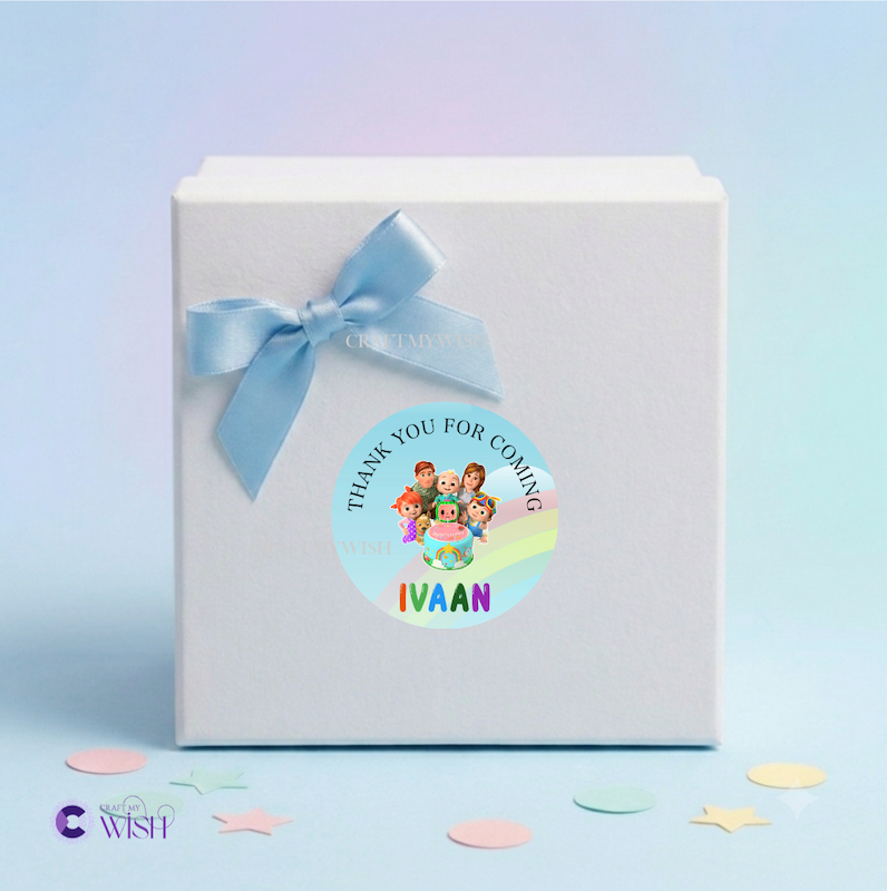 Cocomelon Theme Sticker – Kids Birthday Party Return Gift Sticker Design1