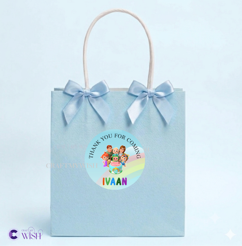 Cocomelon Theme Sticker – Kids Birthday Party Return Gift Sticker Design1