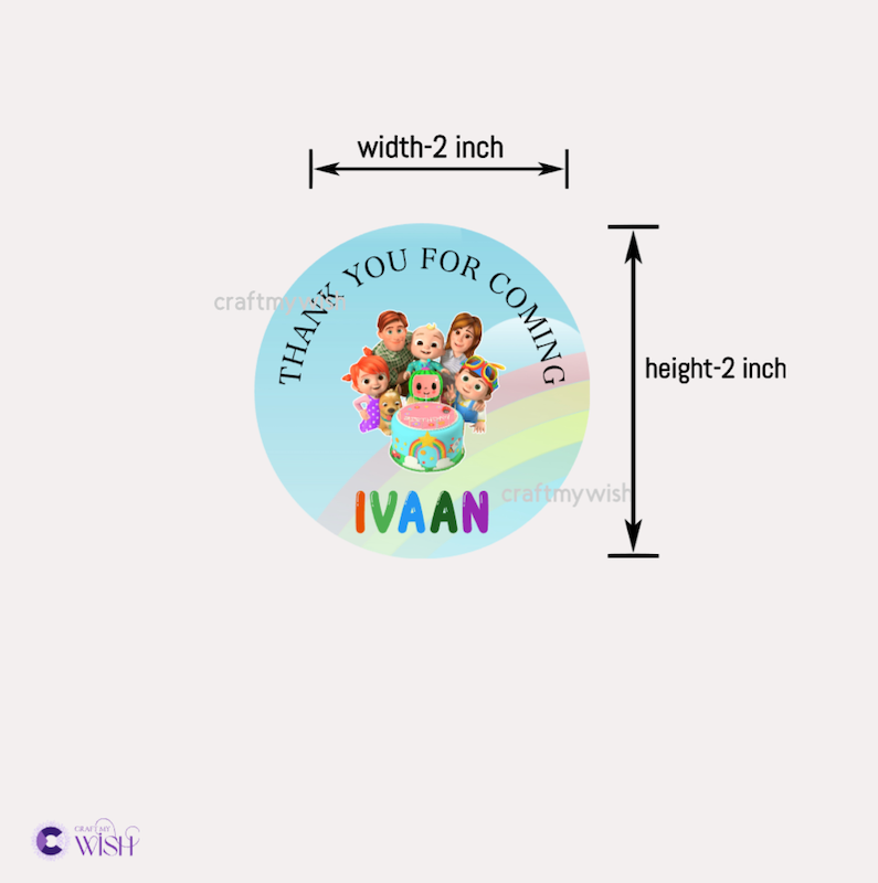 Cocomelon Theme Sticker – Kids Birthday Party Return Gift Sticker Design1