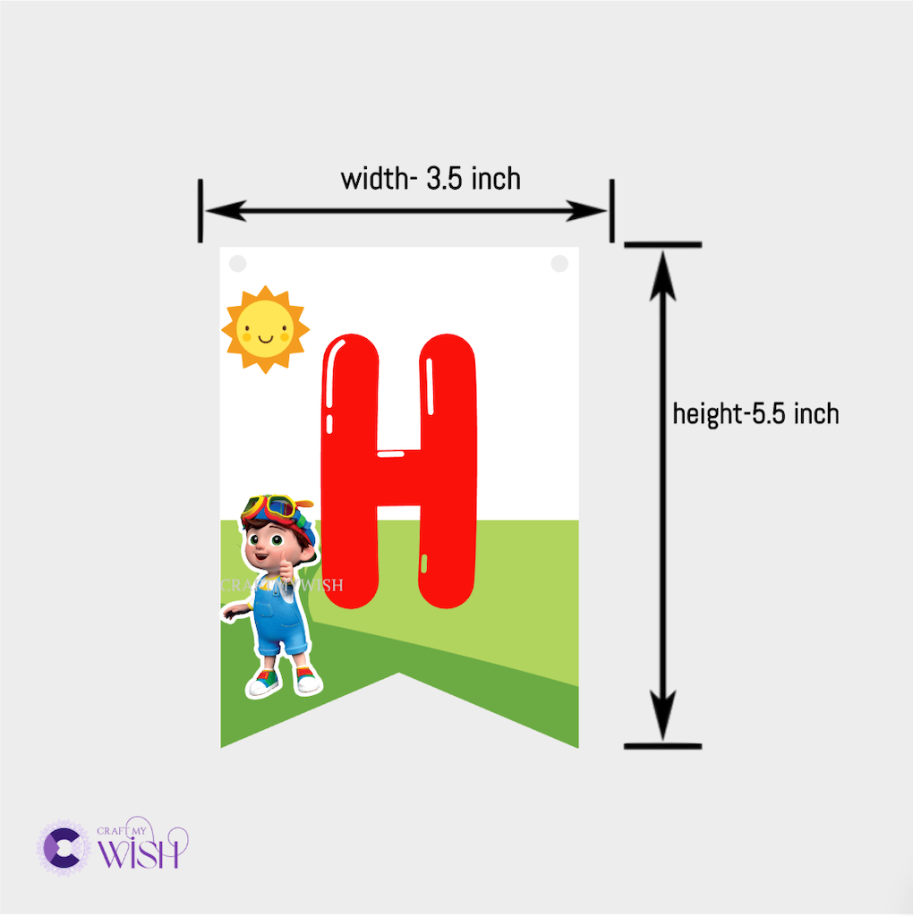 Cocomelon Personalized Paper Bunting – Printed Birthday Party Decoration
