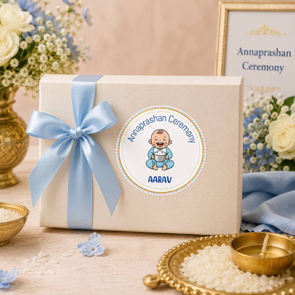 Annaprashan Sticker | Personalized Baby Boy Rice Ceremony Stickers