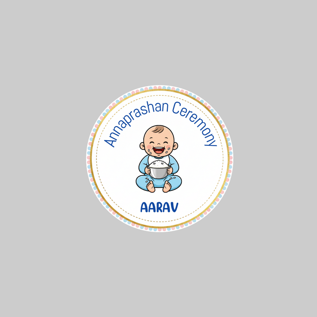 Annaprashan Sticker | Personalized Baby Boy Rice Ceremony Stickers