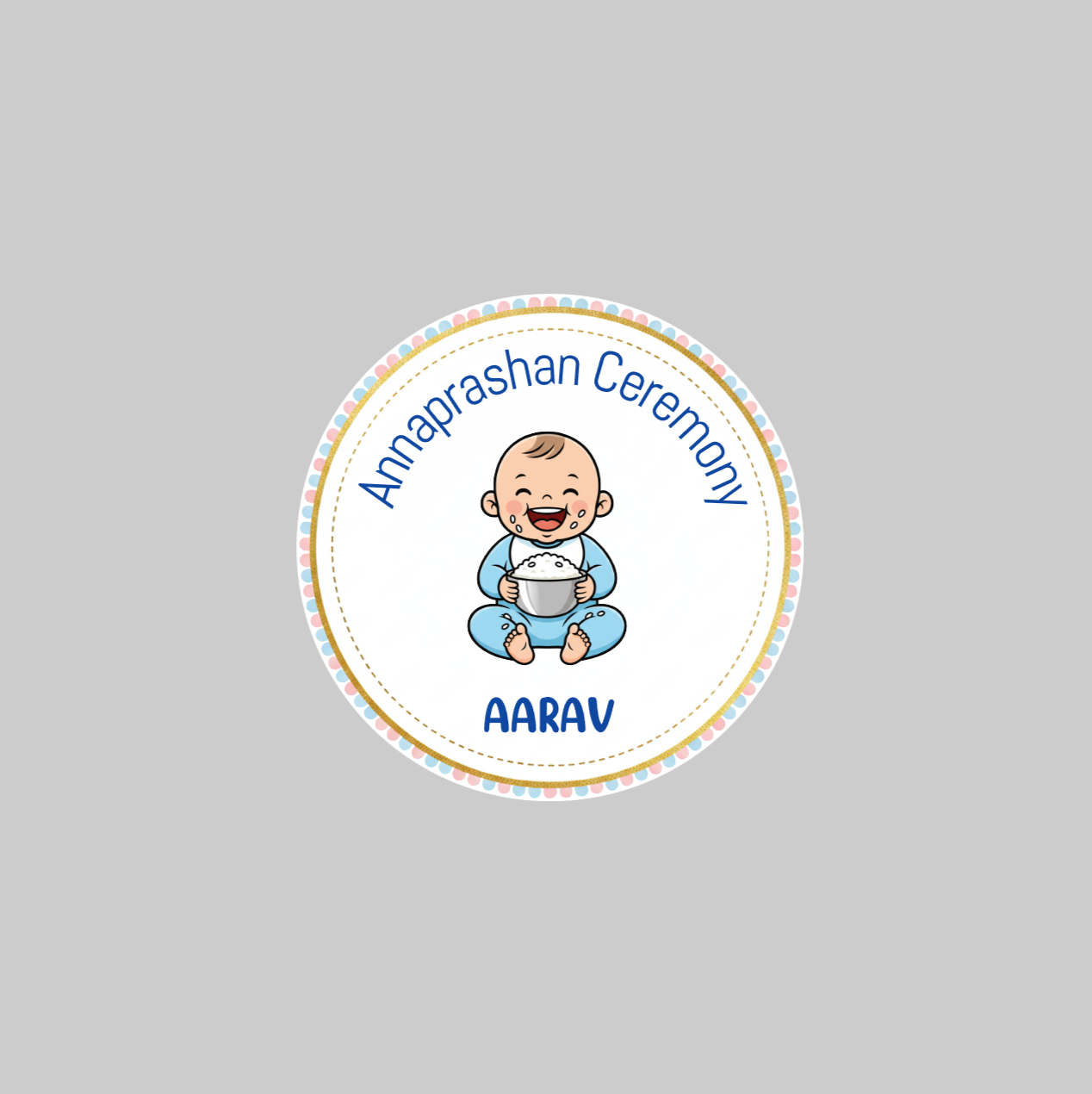 Annaprashan Sticker | Personalized Baby Boy Rice Ceremony Stickers