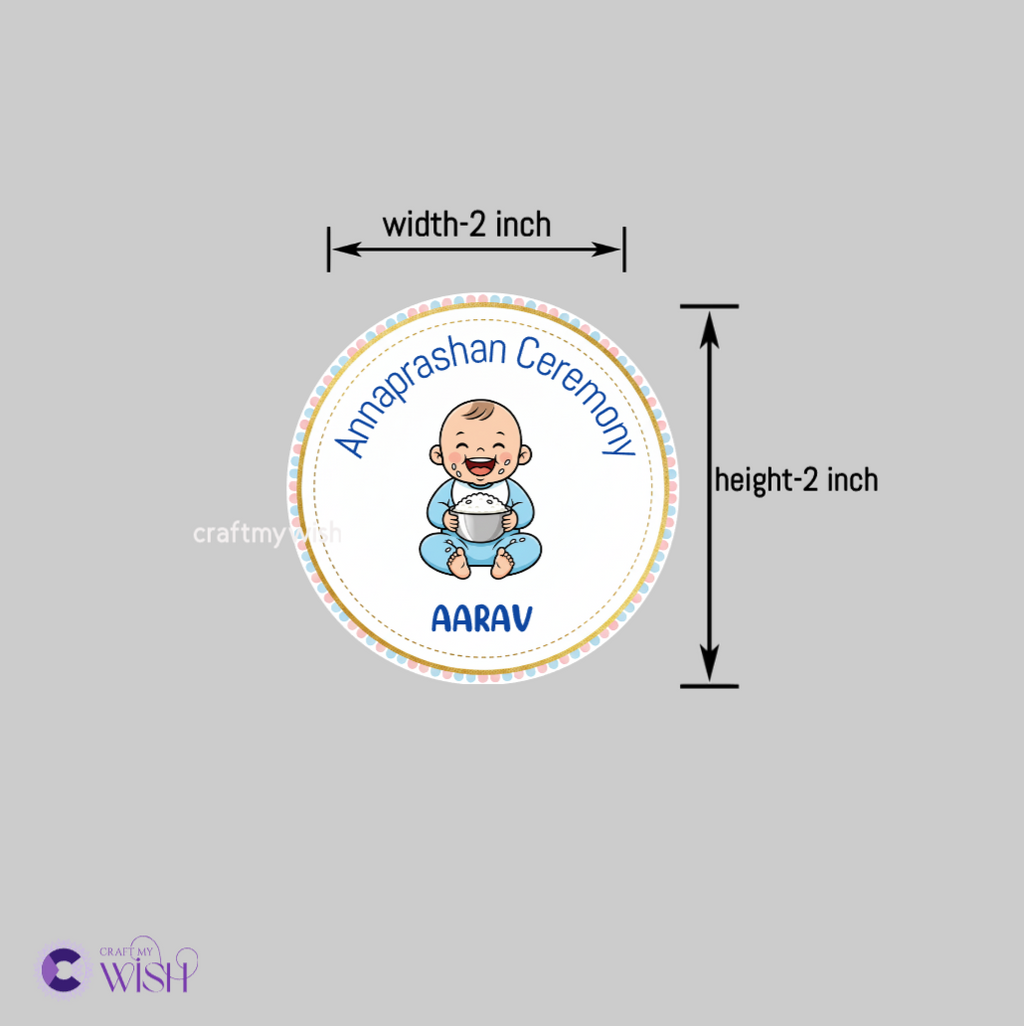 Annaprashan Sticker | Personalized Baby Boy Rice Ceremony Stickers