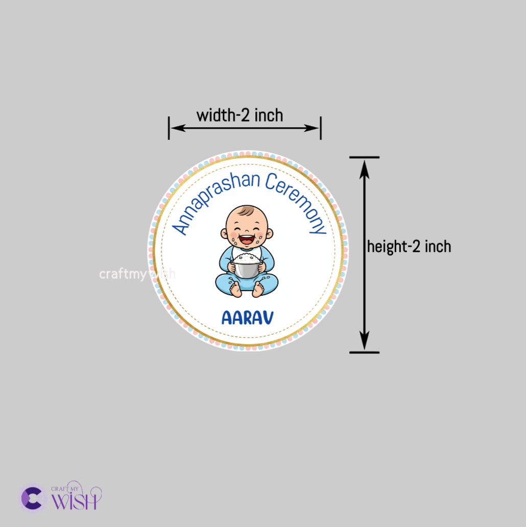 Annaprashan Sticker | Personalized Baby Boy Rice Ceremony Stickers