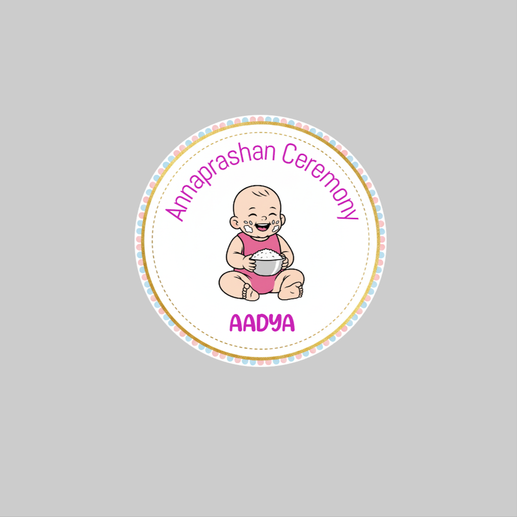 Annaprashan Sticker | Personalized Baby Girl Rice Ceremony Stickers