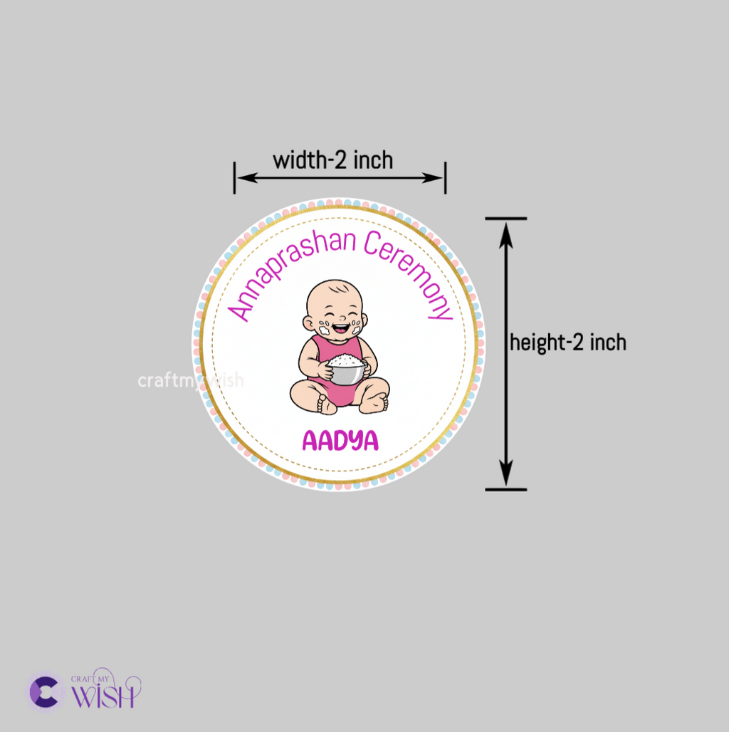 Annaprashan Sticker | Personalized Baby Girl Rice Ceremony Stickers