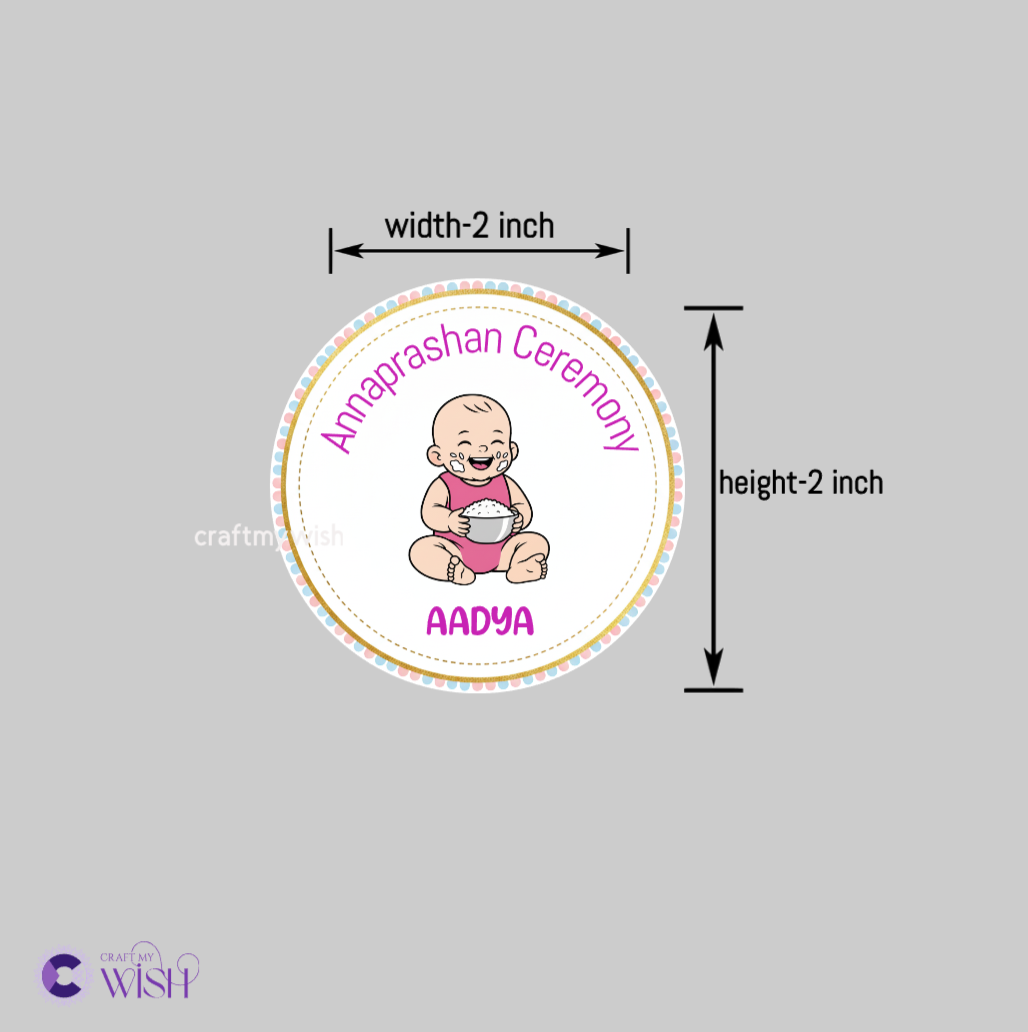Annaprashan Sticker | Personalized Baby Girl Rice Ceremony Stickers