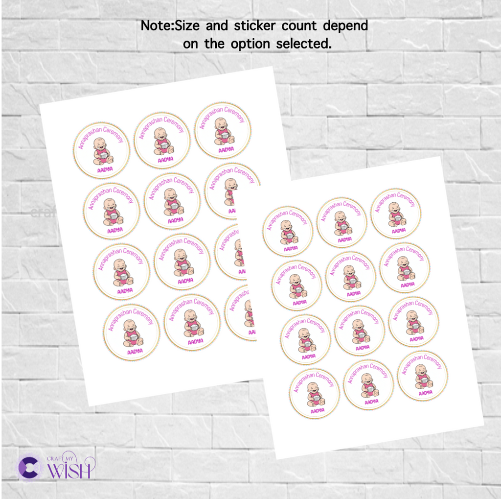 Annaprashan Sticker | Personalized Baby Girl Rice Ceremony Stickers