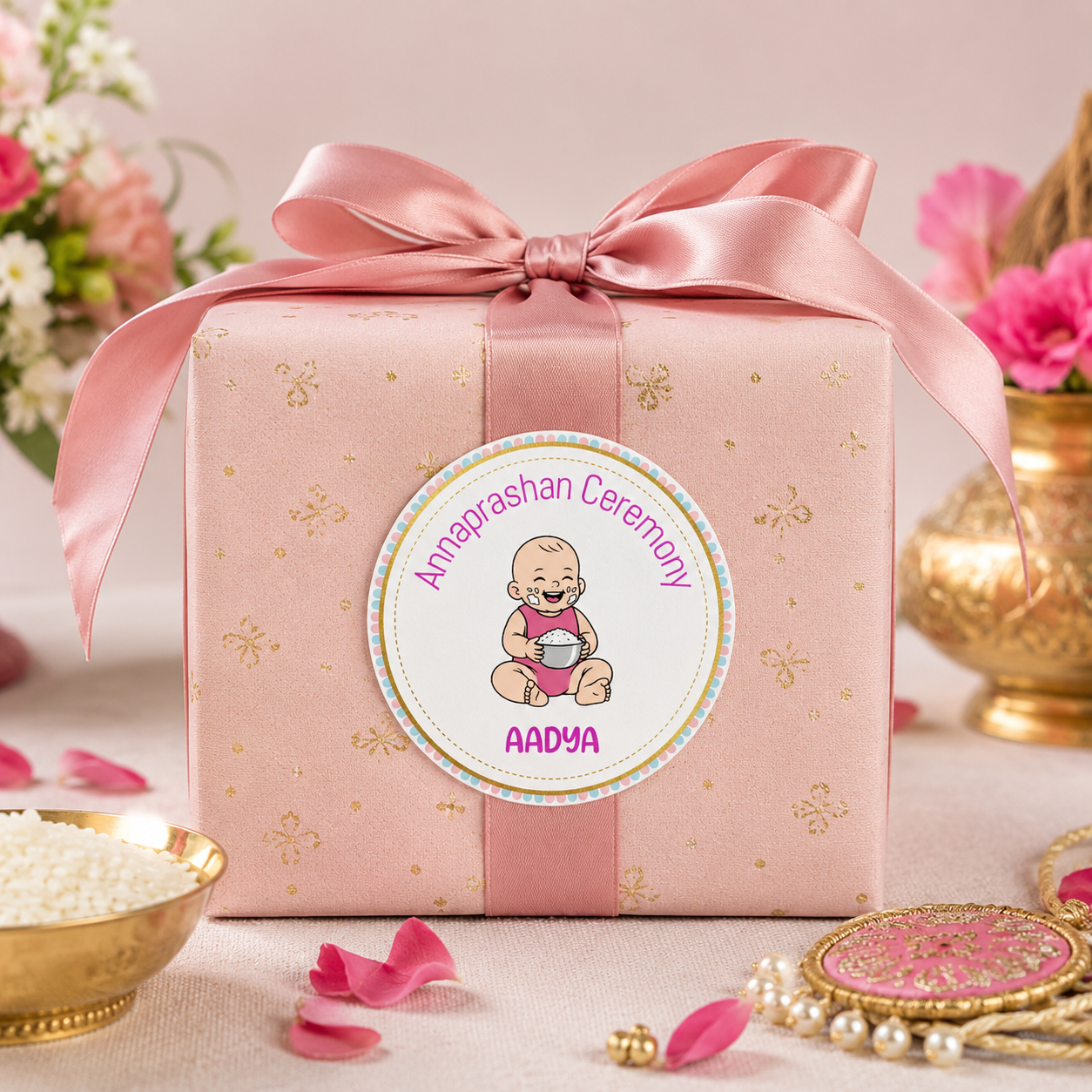Annaprashan Sticker | Personalized Baby Girl Rice Ceremony Stickers