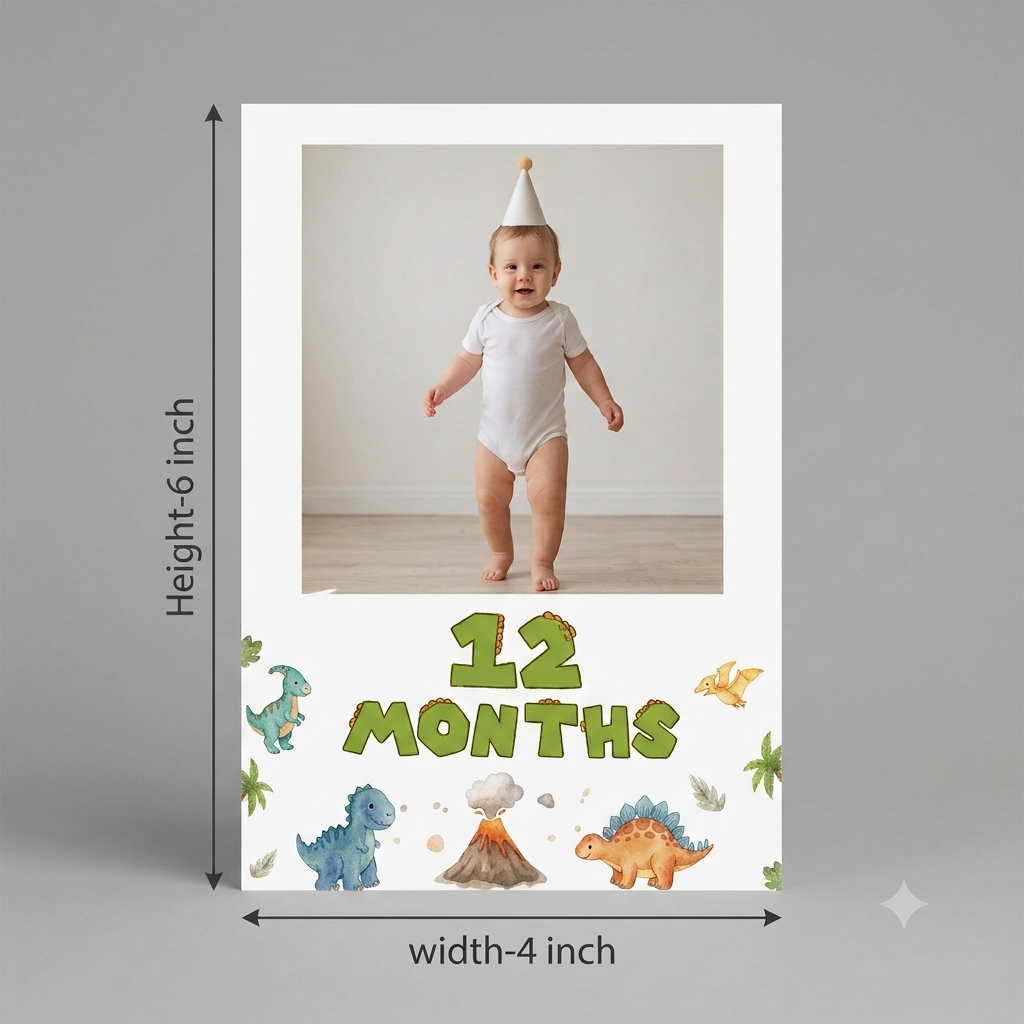 Dinosaur Theme 12 Months Photo Banner – Birthday Party Decor