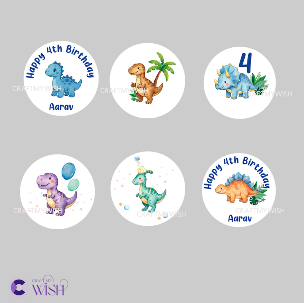 Dinosaur Theme Cupcake Topper – Kids Birthday Party Decor Design2